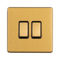 Eurolite Switches Satin Brass Concealed 3mm 2 Gang 2Way Switch - Satin Brass