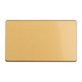 Eurolite Switches Satin Brass Concealed 3mm 2 Gang Double Blank Plate - Satin Brass
