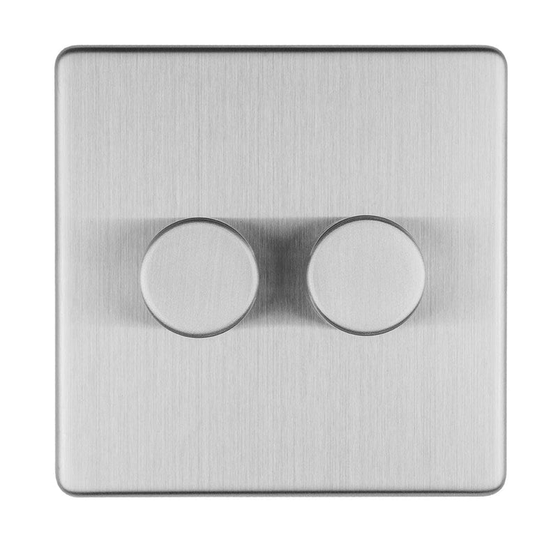 Eurolite Switches Stainless Steel Concealed 3mm 2 Gang Led Push On Off 2Way Dimmer - Stainless Steel
