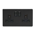 Eurolite Plug Sockets Matt Black Concealed 3mm 2 Gang Socket - Matt Black