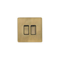 Eurolite Switches Antique Brass Concealed 3mm 2 Gang Switch - Antique Brass