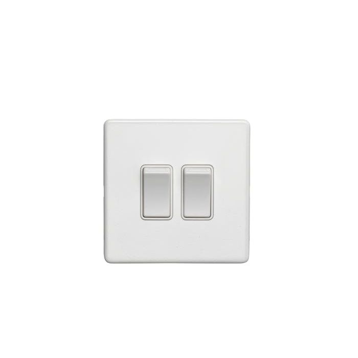 Eurolite Switches Matt White Concealed 3mm 2 Gang Switch - Matt White