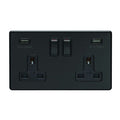 Eurolite Plug Sockets Matt Black Concealed 3mm 2 Gang Usb Socket - Matt Black