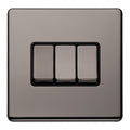 Eurolite Switches Black Nickel Concealed 3mm 3 Gang 10Amp 2Way Switch - Black Nickel