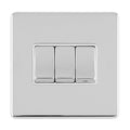 Eurolite Switches Polished Chrome Concealed 3mm 3 Gang 10Amp 2Way Switch - Polished Chrome