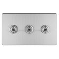 Eurolite Switches Stainless Steel Concealed 3mm 3 Gang 10Amp 2Way Toggle Switch Satin Stainless Plate - Stainless Steel