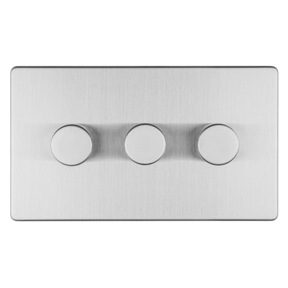 Eurolite Switches Stainless Steel Concealed 3mm 3 Gang Led Push On Off 2Way Dimmer - Stainless Steel