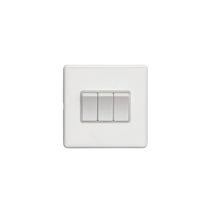 Eurolite Switches Matt White Concealed 3mm 3 Gang Switch - Matt White