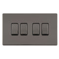 Eurolite Switches Black Nickel Concealed 3mm 4 Gang 10Amp 2Way Switch - Black Nickel