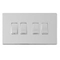 Eurolite Switches Polished Chrome Concealed 3mm 4 Gang 10Amp 2Way Switch - Polished Chrome