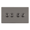 Eurolite Switches Black Nickel Concealed 3mm 4 Gang 10Amp 2Way Toggle Switch Black Nickel Plate - Black Nickel
