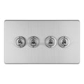 Eurolite Switches Stainless Steel Concealed 3mm 4 Gang 10Amp 2Way Toggle Switch Satin Stainless Plate - Stainless Steel