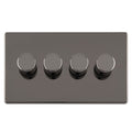 Eurolite Switches Black Nickel Concealed 3mm 4 Gang Led Push On Off 2Way Dimmer - Black Nickel