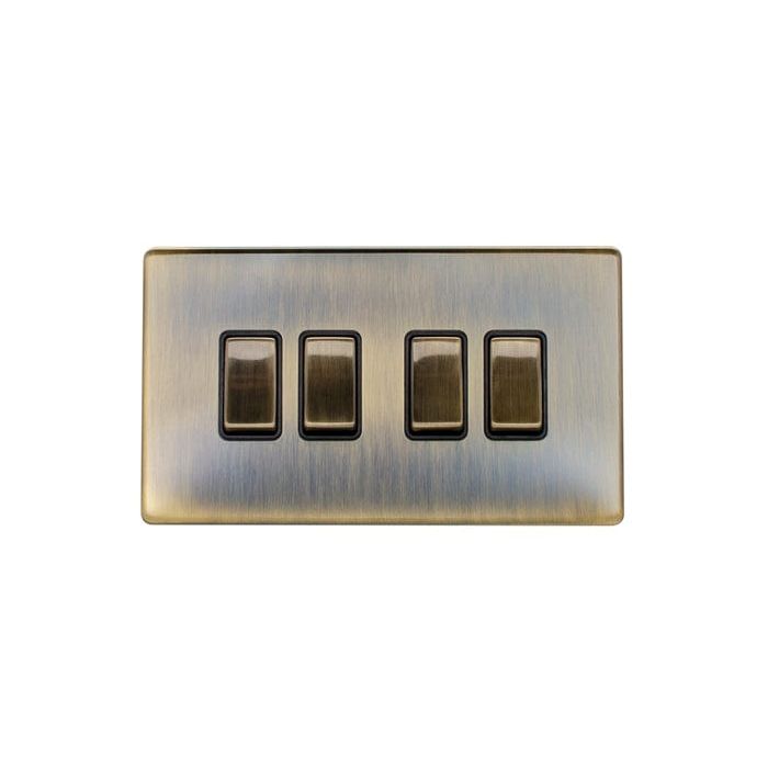 Eurolite Switches Antique Brass Concealed 3mm 4 Gang Switch - Antique Brass