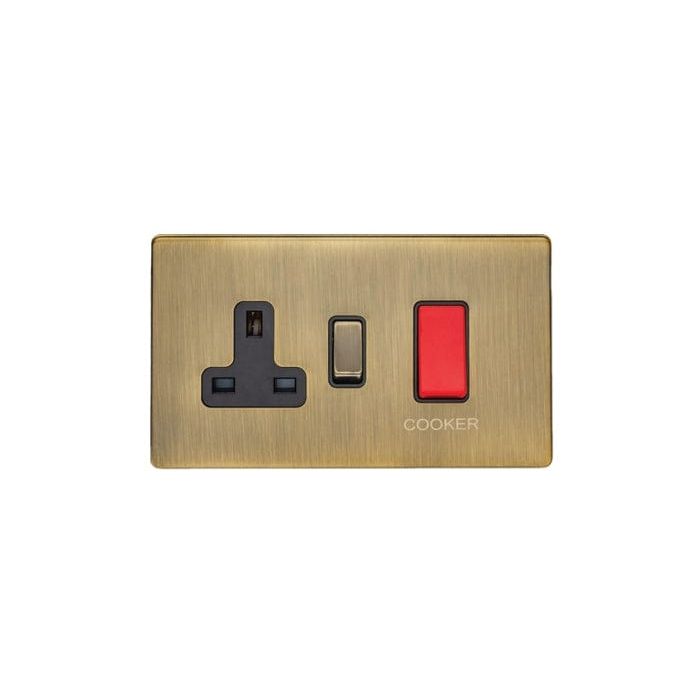 Eurolite Plug Sockets Antique Brass Concealed 3mm 45Amp Switch With A Socket - Antique Brass