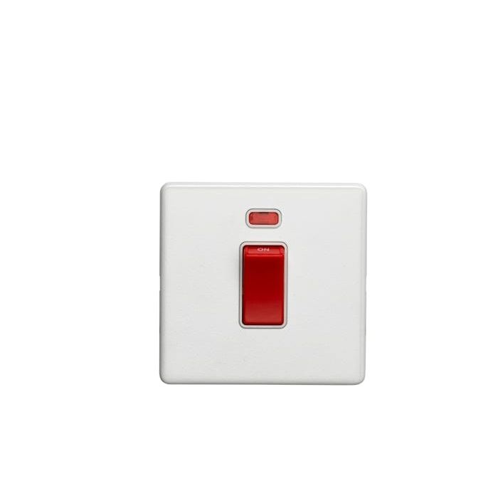 Eurolite Switches Matt White Concealed 3mm 45Amp Switch With Neon Indicator - Matt White