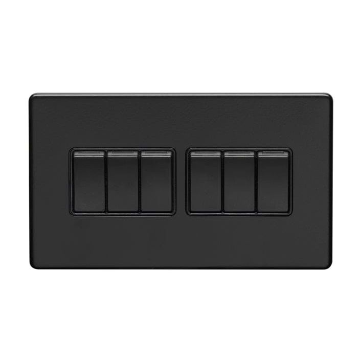 Eurolite Switches Matt Black Concealed 3mm 6 Gang Switch - Matt Black