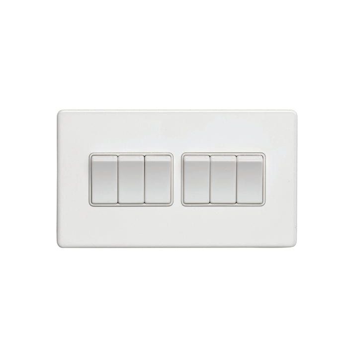 Eurolite Switches Matt White Concealed 3mm 6 Gang Switch - Matt White
