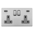 Eurolite Plug Sockets Stainless Steel Concealed 3mm Concealed 3Mm 2 Gang Usbc Socket - Stainless Steel
