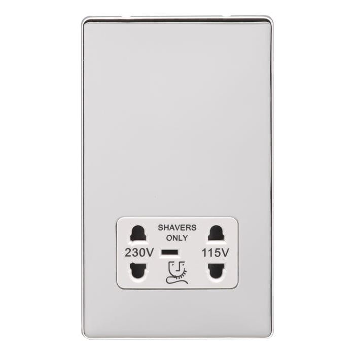 Eurolite Plug Sockets Polished Chrome Concealed 3mm Shaver Socket - Polished Chrome