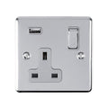 Eurolite Plug Sockets Polished Chrome Enhance Decorative 1 Gang Usb Socket - Polished Chrome