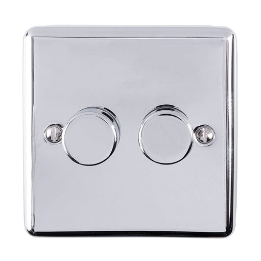 Eurolite Switches Polished Chrome Enhance Decorative 2 Gang Dimmer - Polished Chrome