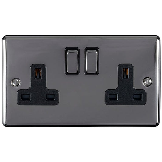 Eurolite Plug Sockets Black Nickel Enhance Decorative 2 Gang Socket - Black Nickel
