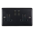 Eurolite Plug Sockets Matt Black Enhance Decorative 2 Gang Socket - Matt Black
