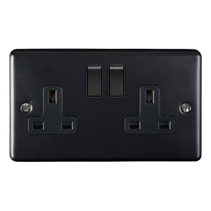 Eurolite Plug Sockets Matt Black Enhance Decorative 2 Gang Socket - Matt Black