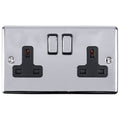 Eurolite Plug Sockets Polished Chrome Enhance Decorative 2 Gang Socket - Polished Chrome