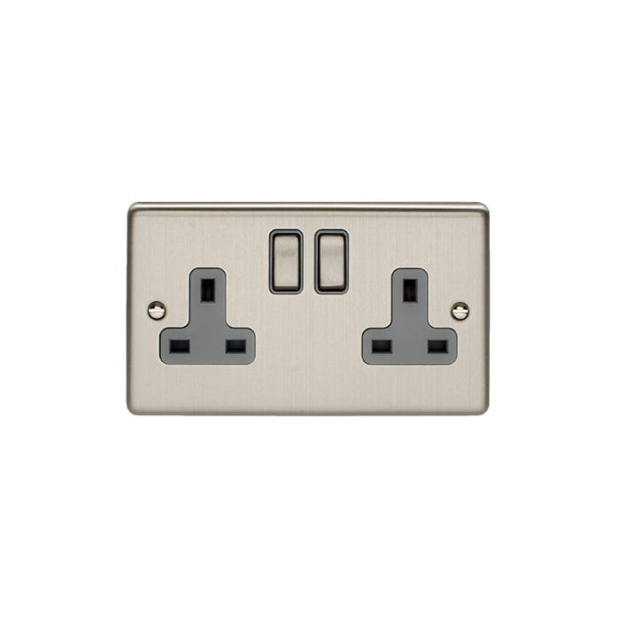 Eurolite Plug Sockets Satin Stainless Enhance Decorative 2 Gang Socket - Satin Stainless