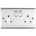 Eurolite Plug Sockets Satin Stainless Enhance Decorative 2 Gang Socket - Satin Stainless