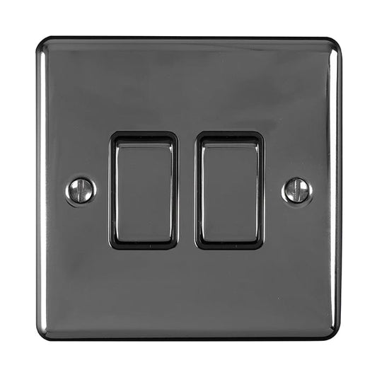 Eurolite Switches Black Nickel Enhance Decorative 2 Gang Switch - Black Nickel