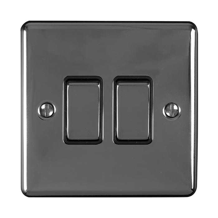 Eurolite Switches Matt Black Enhance Decorative 2 Gang Switch - Matt Black