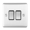 Eurolite Switches Satin Stainless Enhance Decorative 2 Gang Switch - Satin Stainless