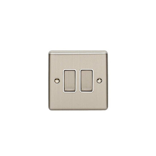 Eurolite Switches Satin Stainless Enhance Decorative 2 Gang Switch - Satin Stainless