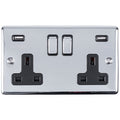 Eurolite Plug Sockets Polished Chrome Enhance Decorative 2 Gang Usb Socket - Polished Chrome