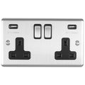 Eurolite Plug Sockets Satin Stainless Enhance Decorative 2 Gang Usb Socket - Satin Stainless