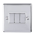 Eurolite Switches Polished Chrome Enhance Decorative 3 Gang Switch - Polished Chrome