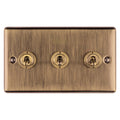 Eurolite Switches Antique Enhance Decorative 3 Gang Toggle Switch - Antique