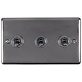 Eurolite Switches Black Nickel Enhance Decorative 3 Gang Toggle Switch - Black Nickel