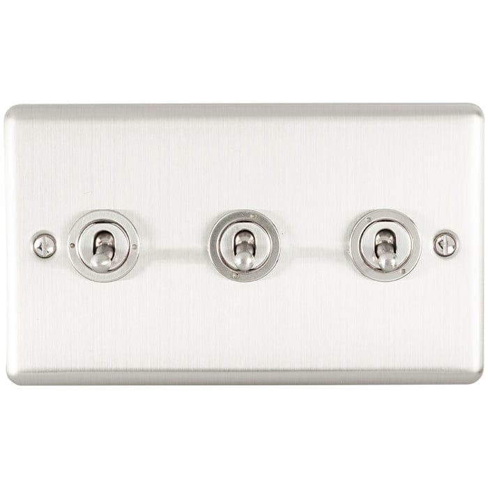 Eurolite Switches Satin Stainless Enhance Decorative 3 Gang Toggle Switch - Satin Stainless