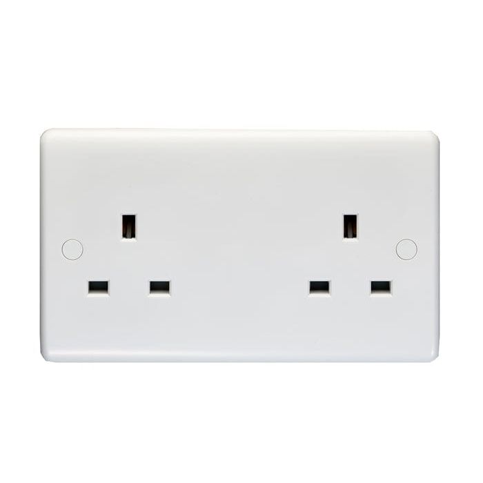 Eurolite Plug Sockets White Enhance White Plastic 2 Gang Unswitched Socket - White
