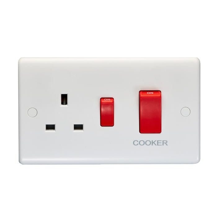 Eurolite Switches White Enhance White Plastic 45Amp Switch With A Socket - White