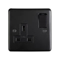 Eurolite Plug Sockets Matt Black Stainless steel 1 Gang Socket - Matt Black