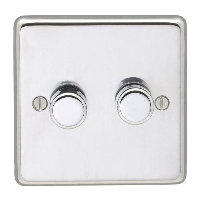 Eurolite Switches Polished Stainless Steel Stainless steel 2 Gang Dimmer - Polished Stainless Steel