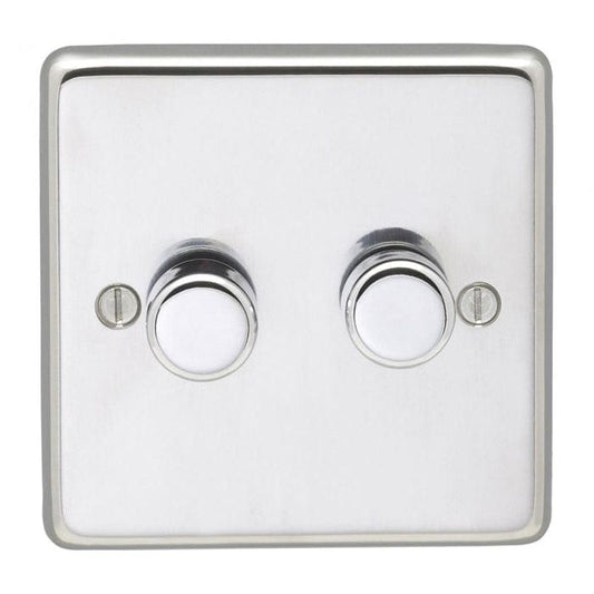 Eurolite Switches Polished Stainless Steel Stainless steel 2 Gang Dimmer - Polished Stainless Steel