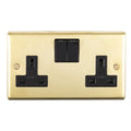 Eurolite Plug Sockets Satin Brass Stainless steel 2 Gang Socket - Satin Brass