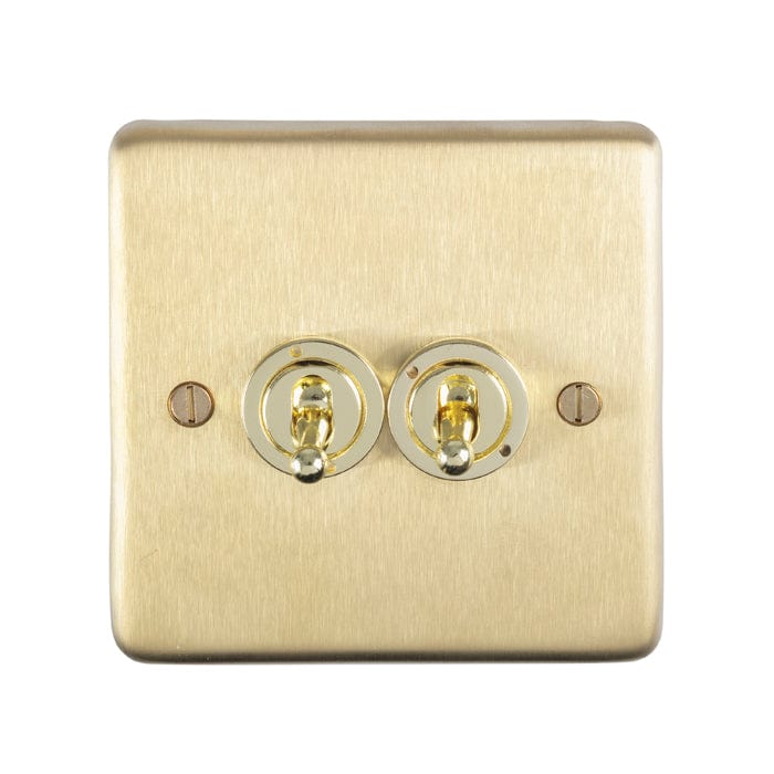 Eurolite Switches Satin Brass Stainless steel 2 Gang Toggle Switch - Satin Brass