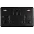 Eurolite Plug Sockets Matt Black Stainless steel 2 Gang Usb Socket - Matt Black